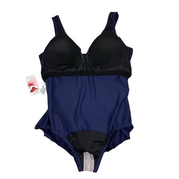 Lands End Womens Slender Suit Wrap One Piece Swimsuit Deep Sea Navy size 18W - Picture 7 of 9